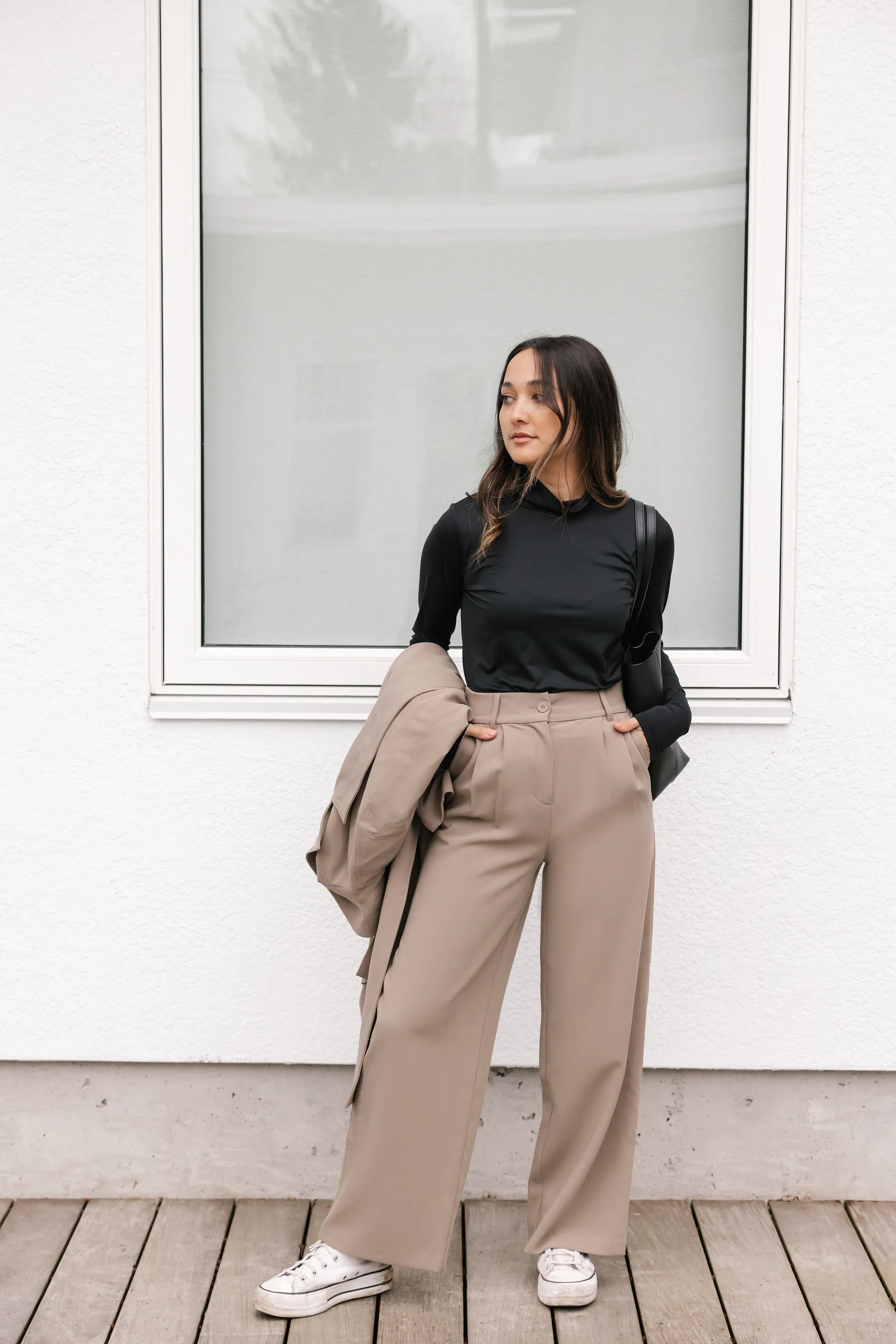 Harper Wide Leg Pant II in Deep Taupe