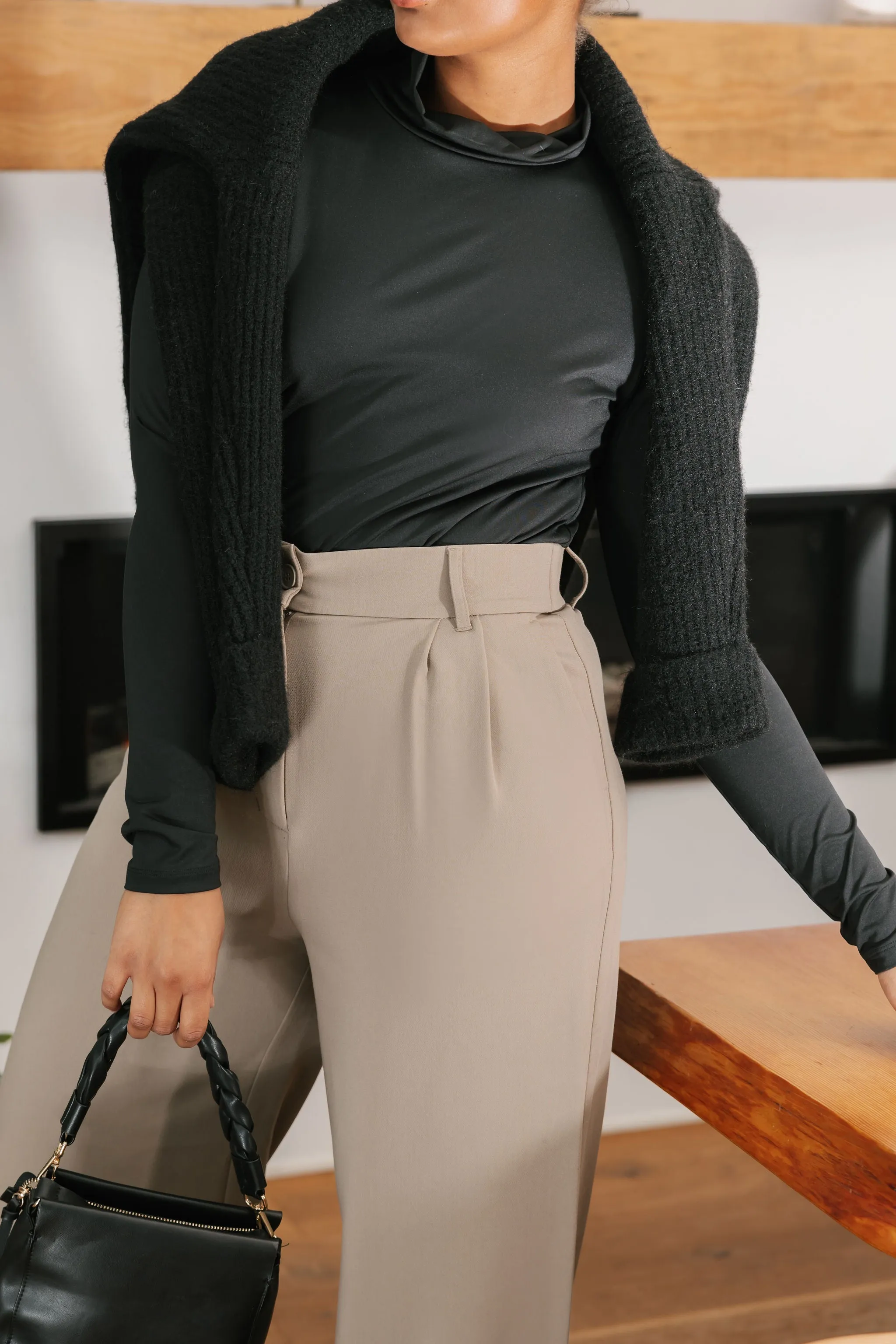 Harper Wide Leg Pant II in Deep Taupe