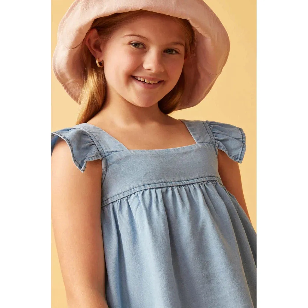 Hayden Girls Tencel Square Neck Ruffle Cap Sleeve Top