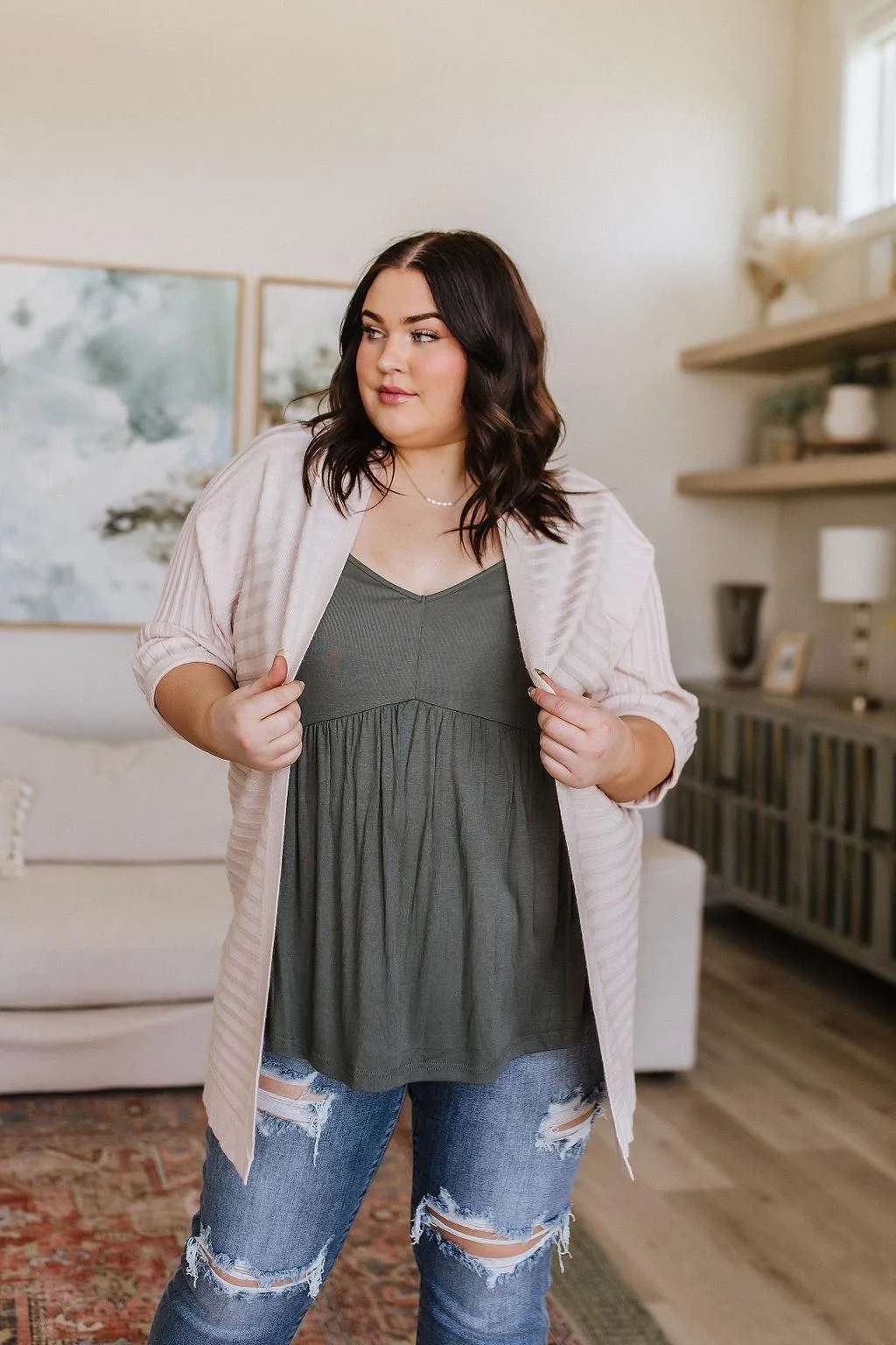 Hazel Blues® |  Never Not Loving V-Neck Cami in Gray Green