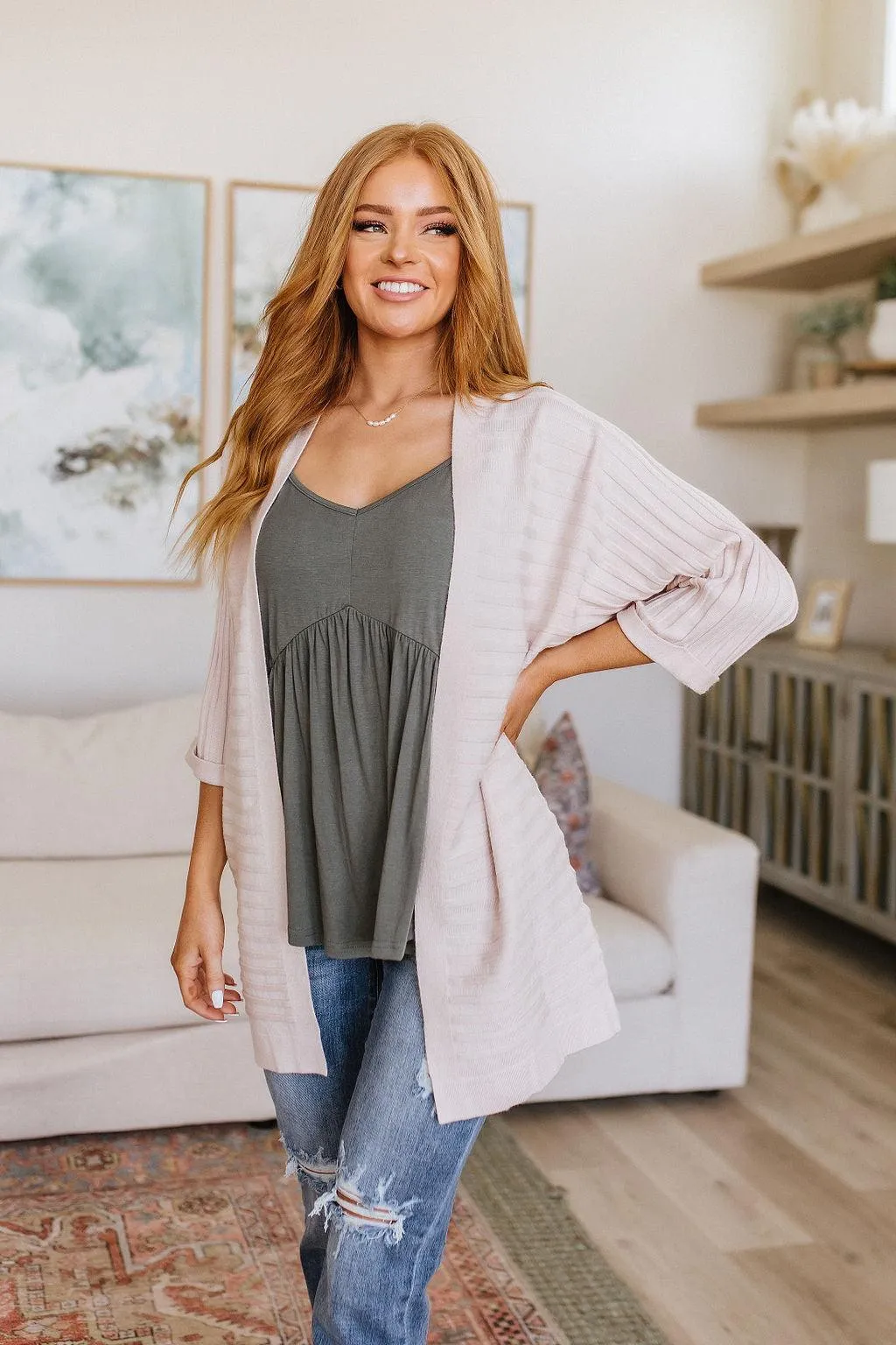 Hazel Blues® |  Never Not Loving V-Neck Cami in Gray Green