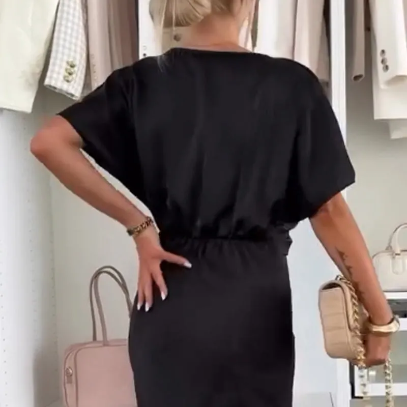 💫Hot Sale 49% OFF🎀V-Neck Twist Detail Fitted Long Dress with Puff Sleeves