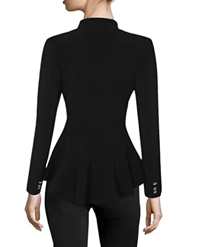Hybrid & Company Women Double Notch Lapel Office Blazer JK43864 1073T BLACK Small