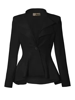 Hybrid & Company Women Double Notch Lapel Office Blazer JK43864 1073T BLACK Small