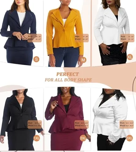 Hybrid & Company Women Double Notch Lapel Office Blazer JK43864 1073T BLACK Small