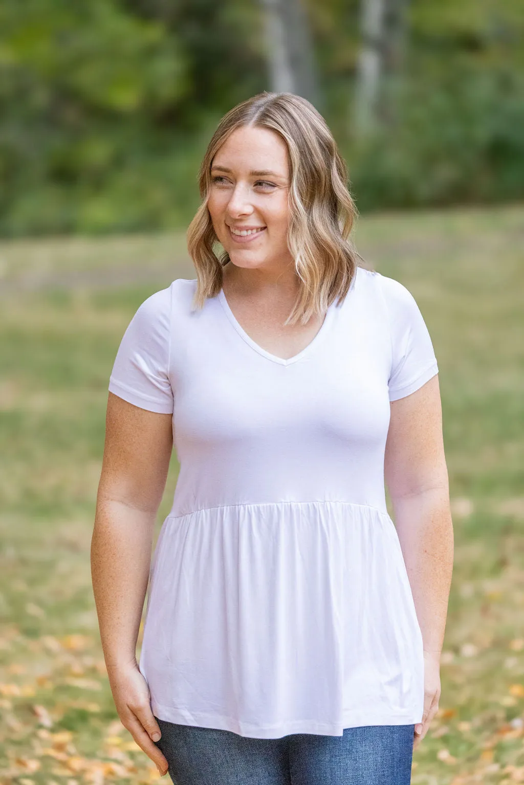 IN STOCK Sarah Ruffle Short Sleeve - White | Women's Top