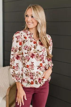 In Your Graces Floral Blouse- Cream