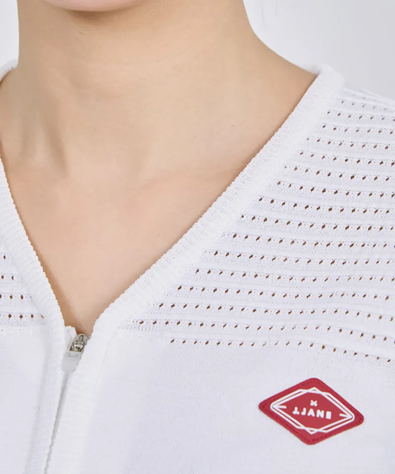 J.Jane Summer V- Neck Punching Cardigan - White