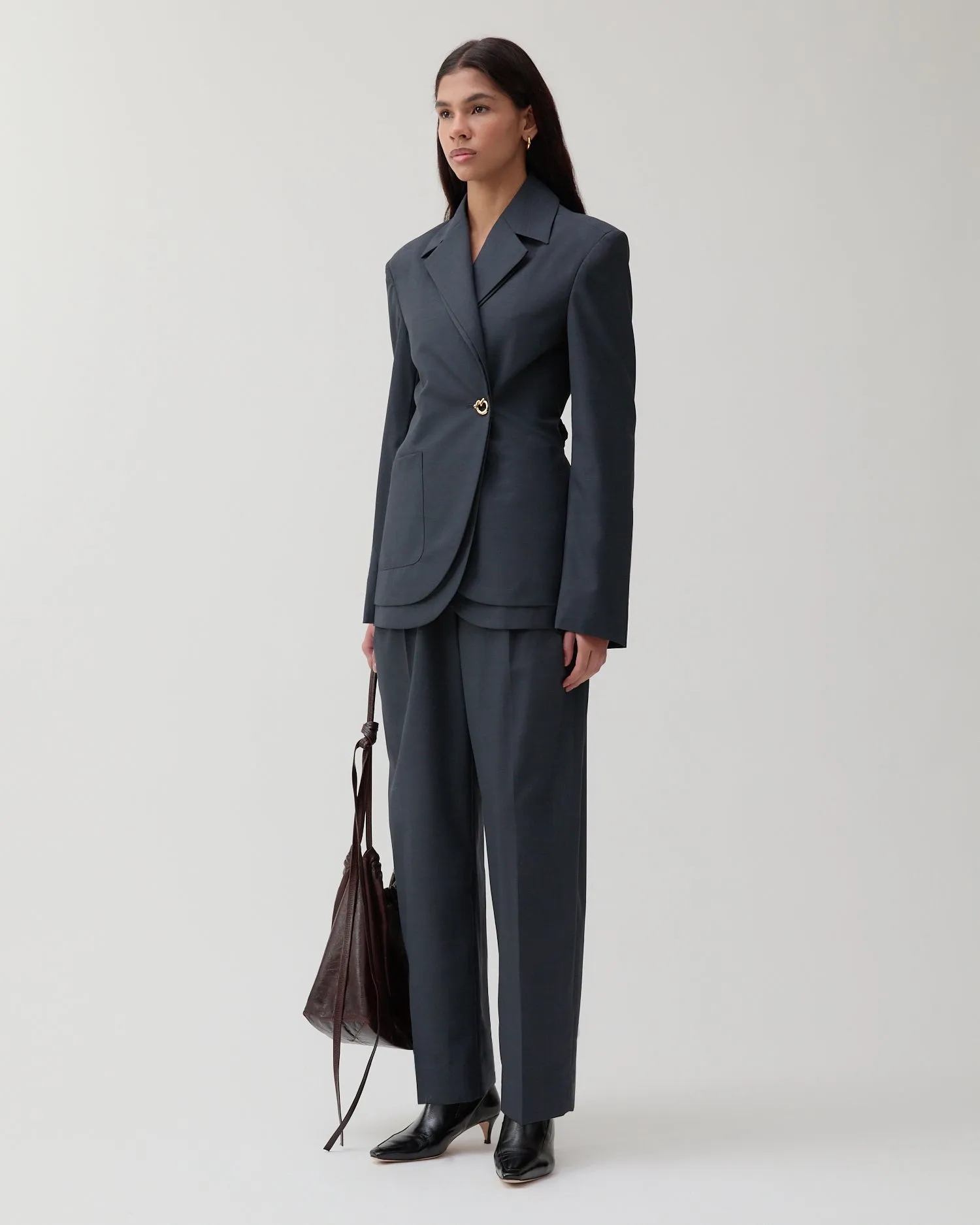 Johanna Blazer Wool Blend Suiting Slate