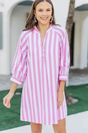 Join The Club Pink Striped Shift Dress