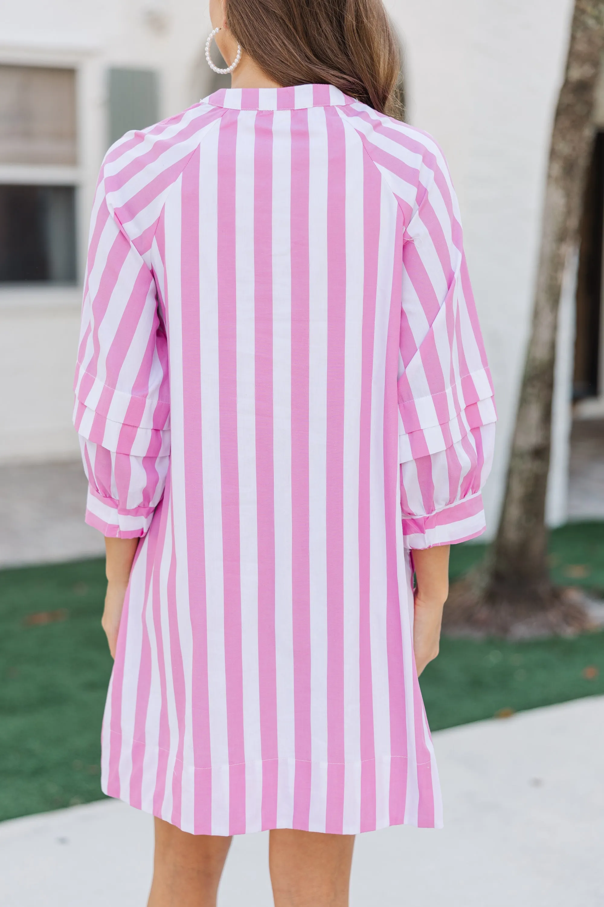 Join The Club Pink Striped Shift Dress