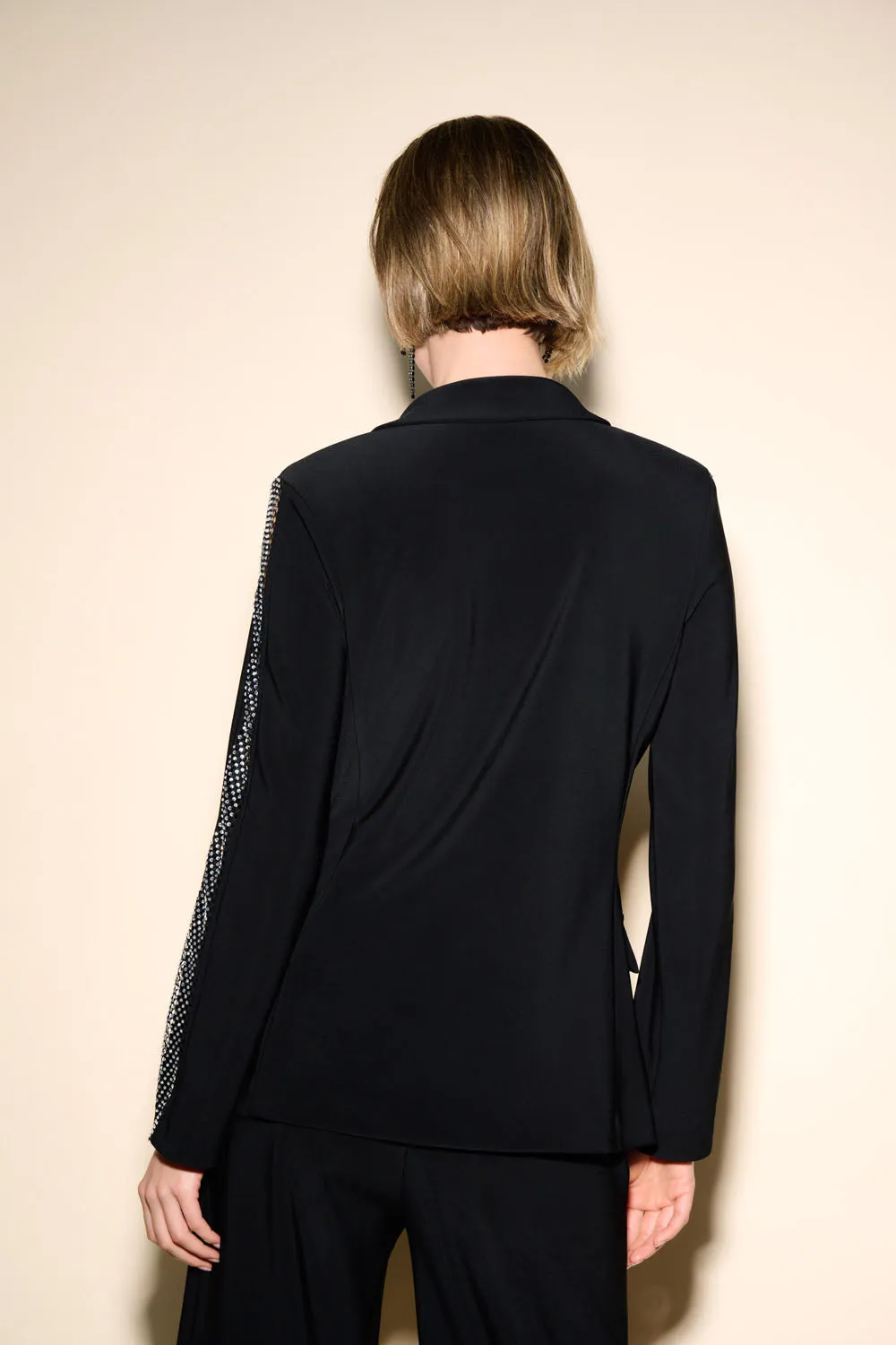 Joseph Ribkoff Black Bonded Silky Knit Collar Blazer Style 233748