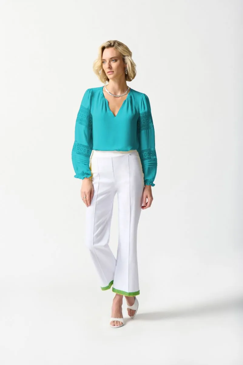 Joseph Ribkoff V-Neck Lace Detail Sleeve Relaxed Blouse 242124