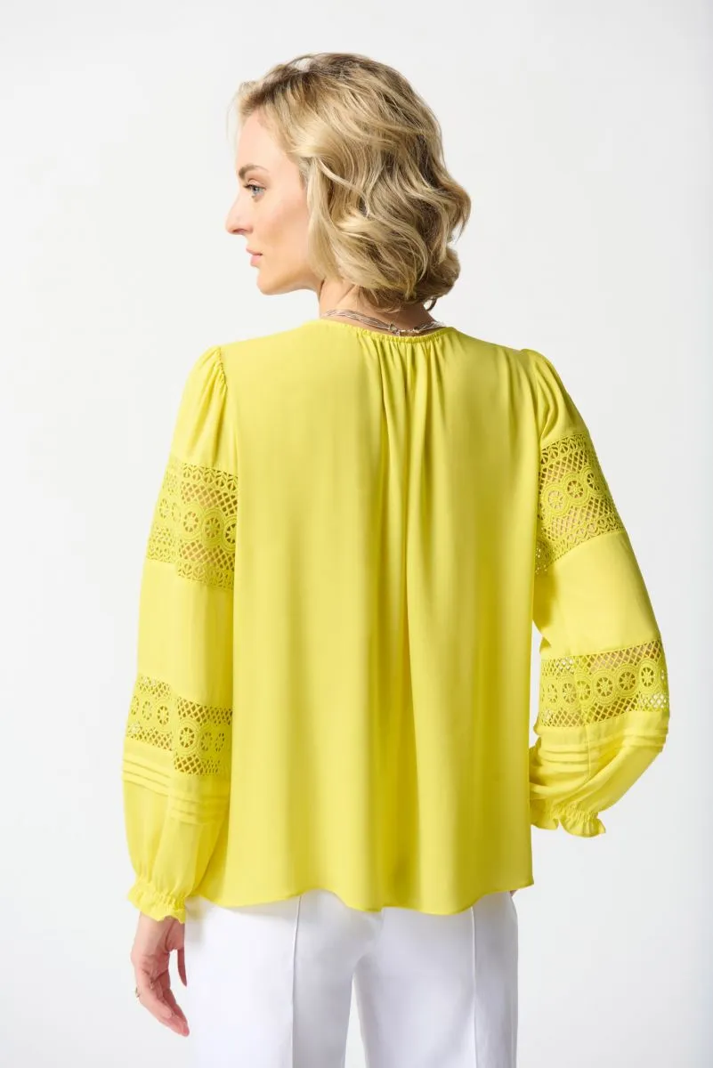Joseph Ribkoff V-Neck Lace Detail Sleeve Relaxed Blouse 242124