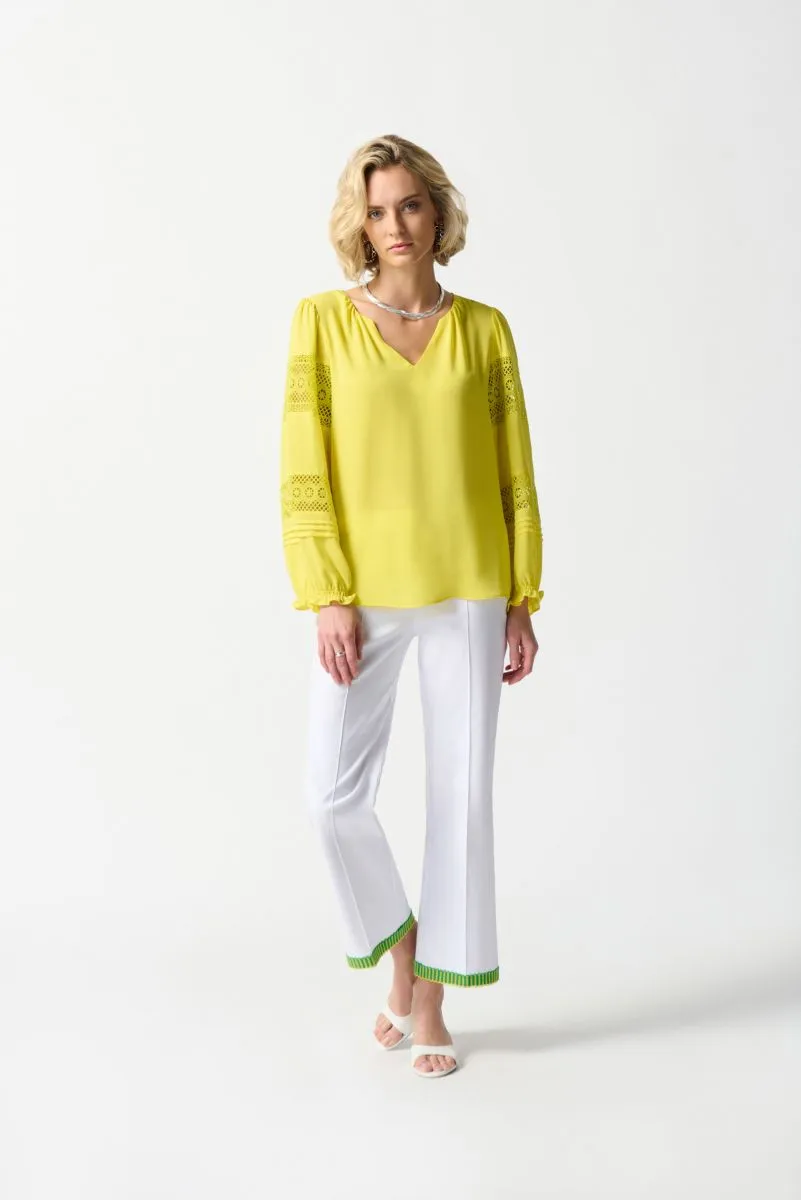 Joseph Ribkoff V-Neck Lace Detail Sleeve Relaxed Blouse 242124