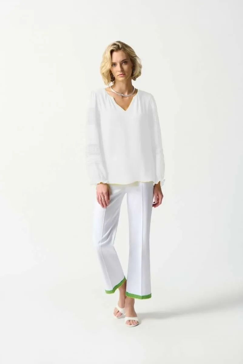 Joseph Ribkoff V-Neck Lace Detail Sleeve Relaxed Blouse 242124