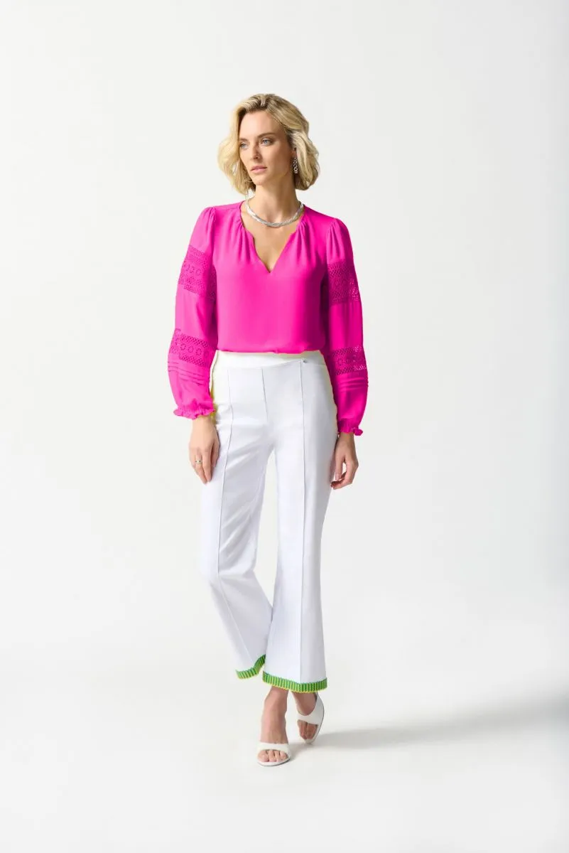 Joseph Ribkoff V-Neck Lace Detail Sleeve Relaxed Blouse 242124