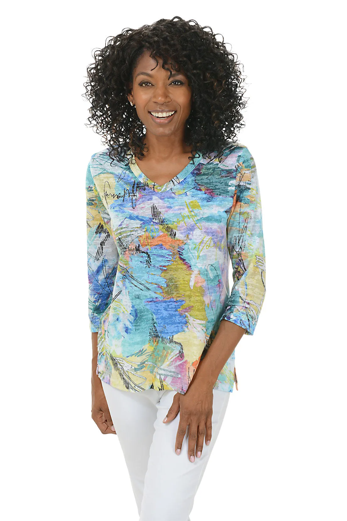 Kelly V-Neck Burnout Knit Top