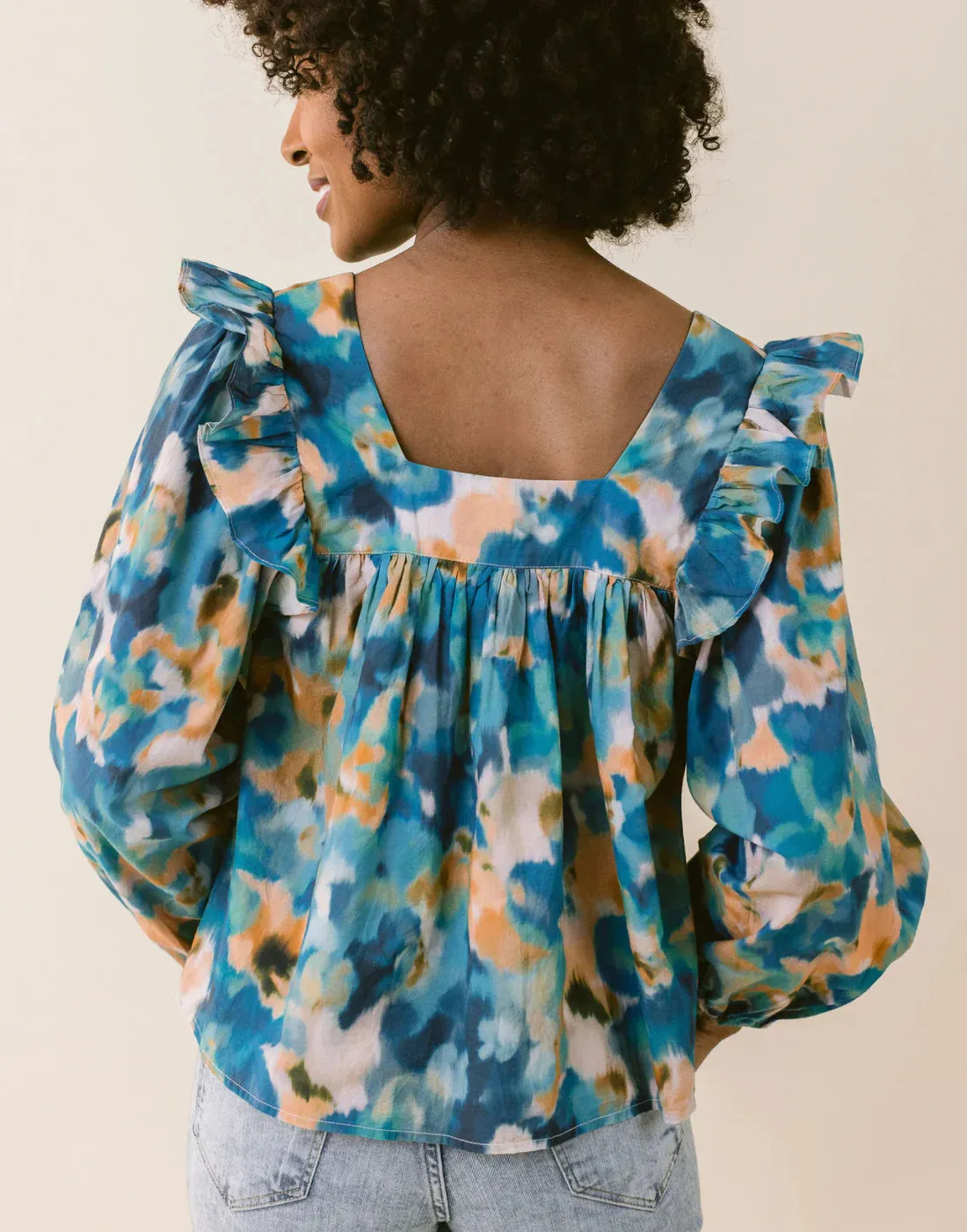 Kendall Blouse (Blue Watercolor)