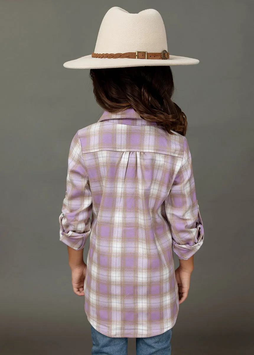 Kendall Top in Lavender Tartan Plaid