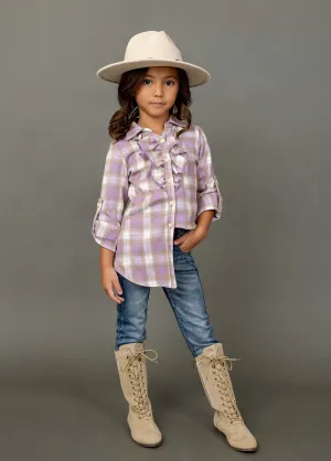 Kendall Top in Lavender Tartan Plaid