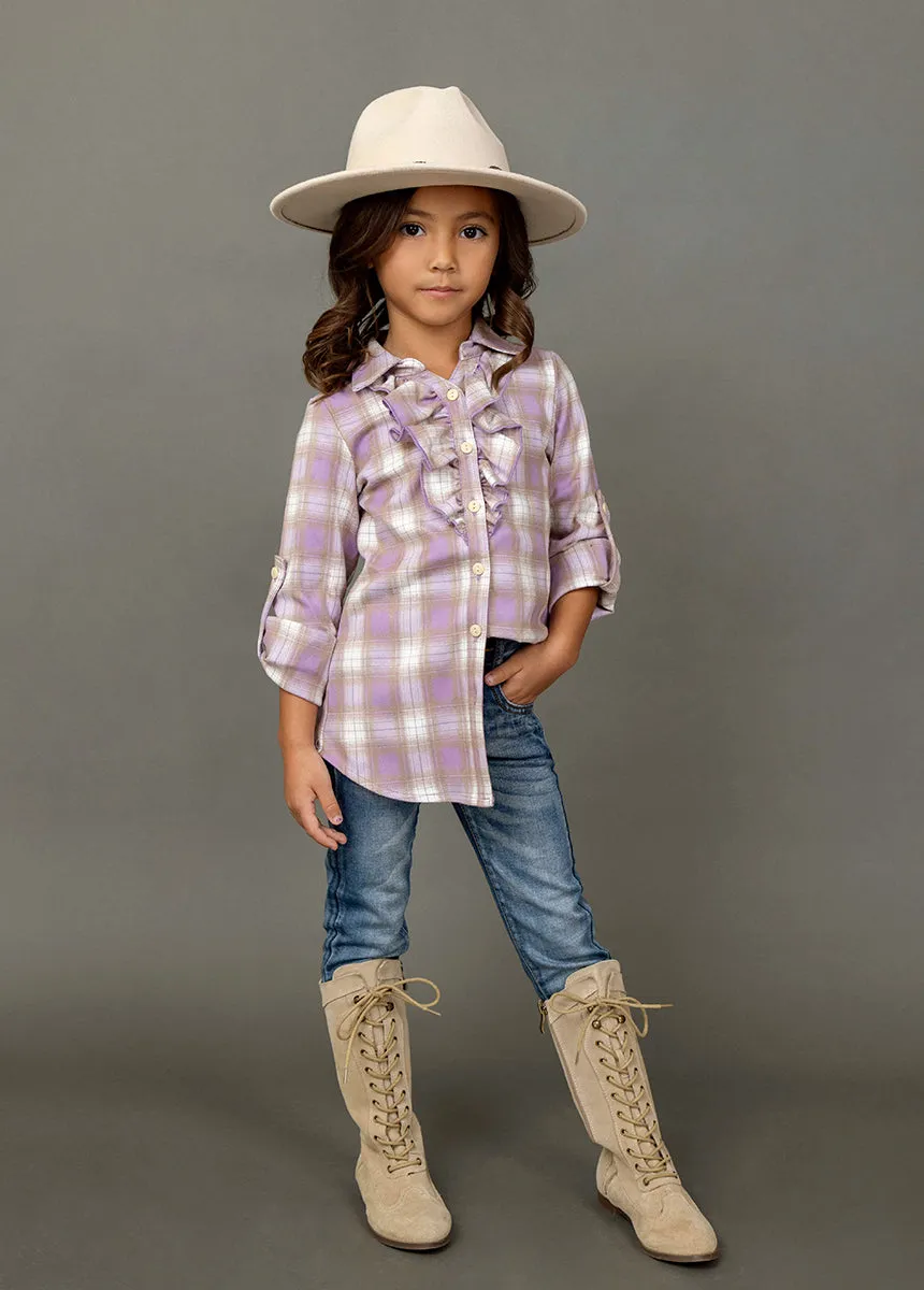 Kendall Top in Lavender Tartan Plaid