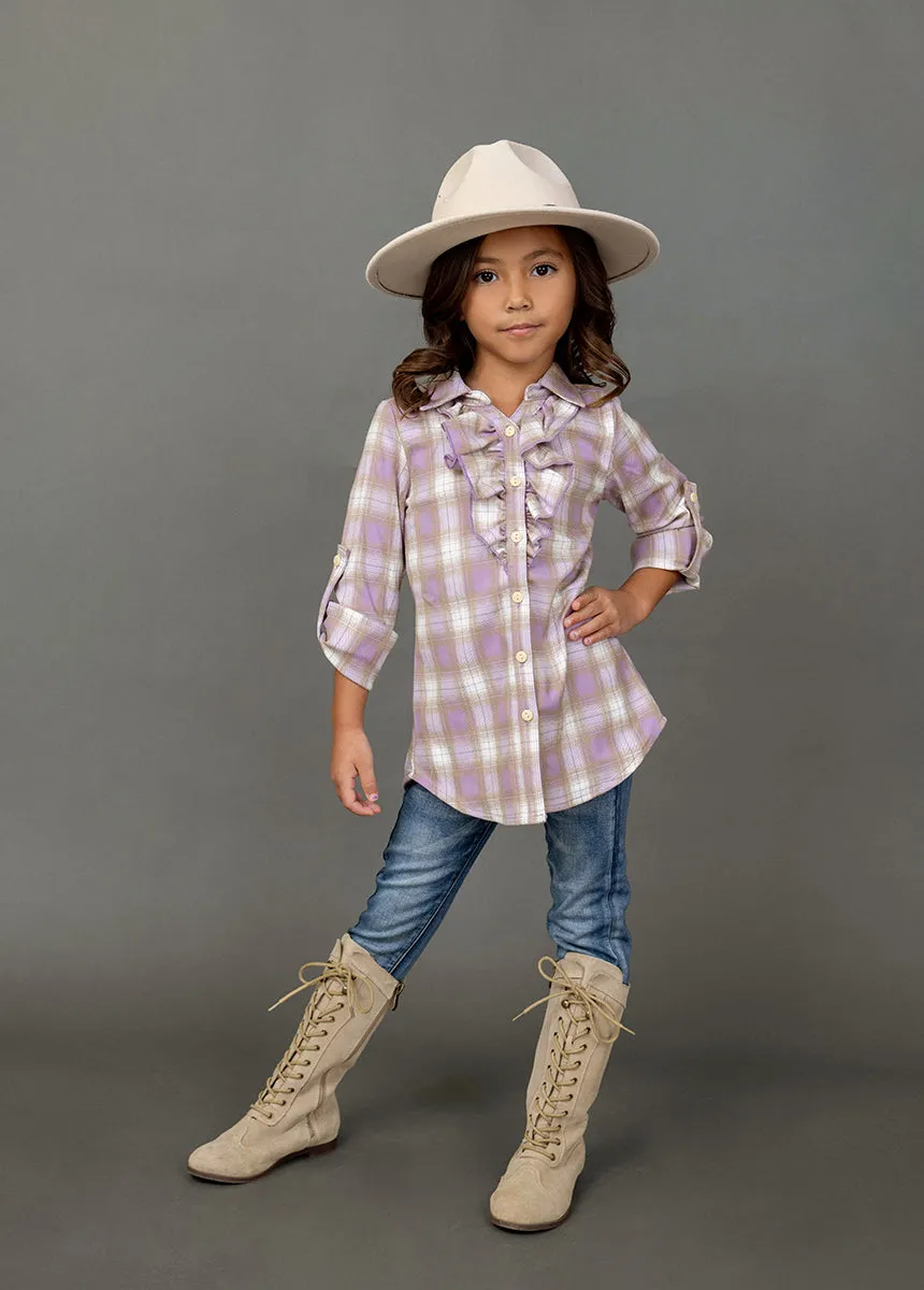 Kendall Top in Lavender Tartan Plaid