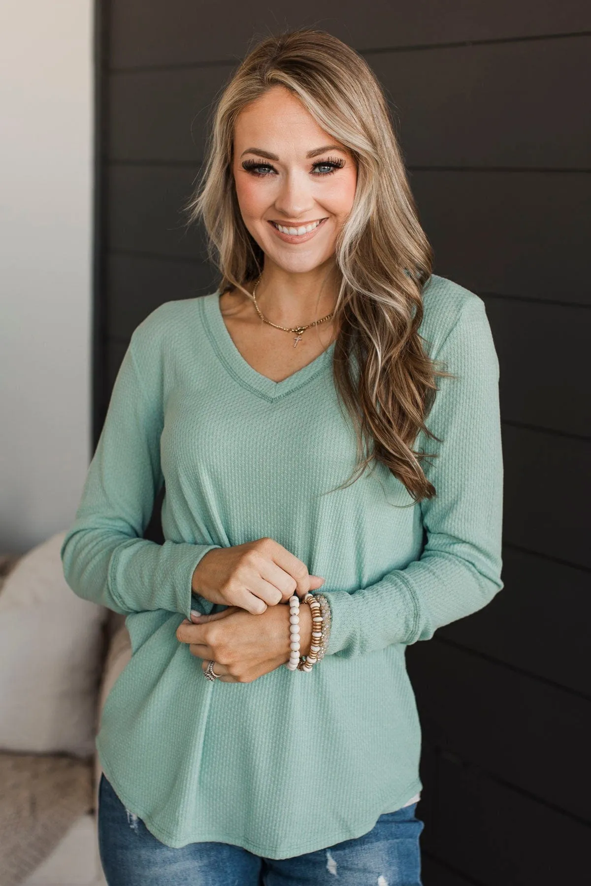 Know The Ropes V-Neck Top- Mint