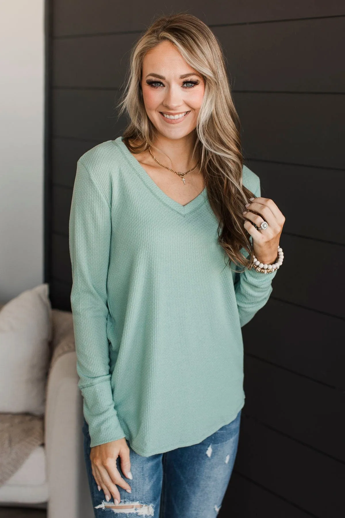 Know The Ropes V-Neck Top- Mint