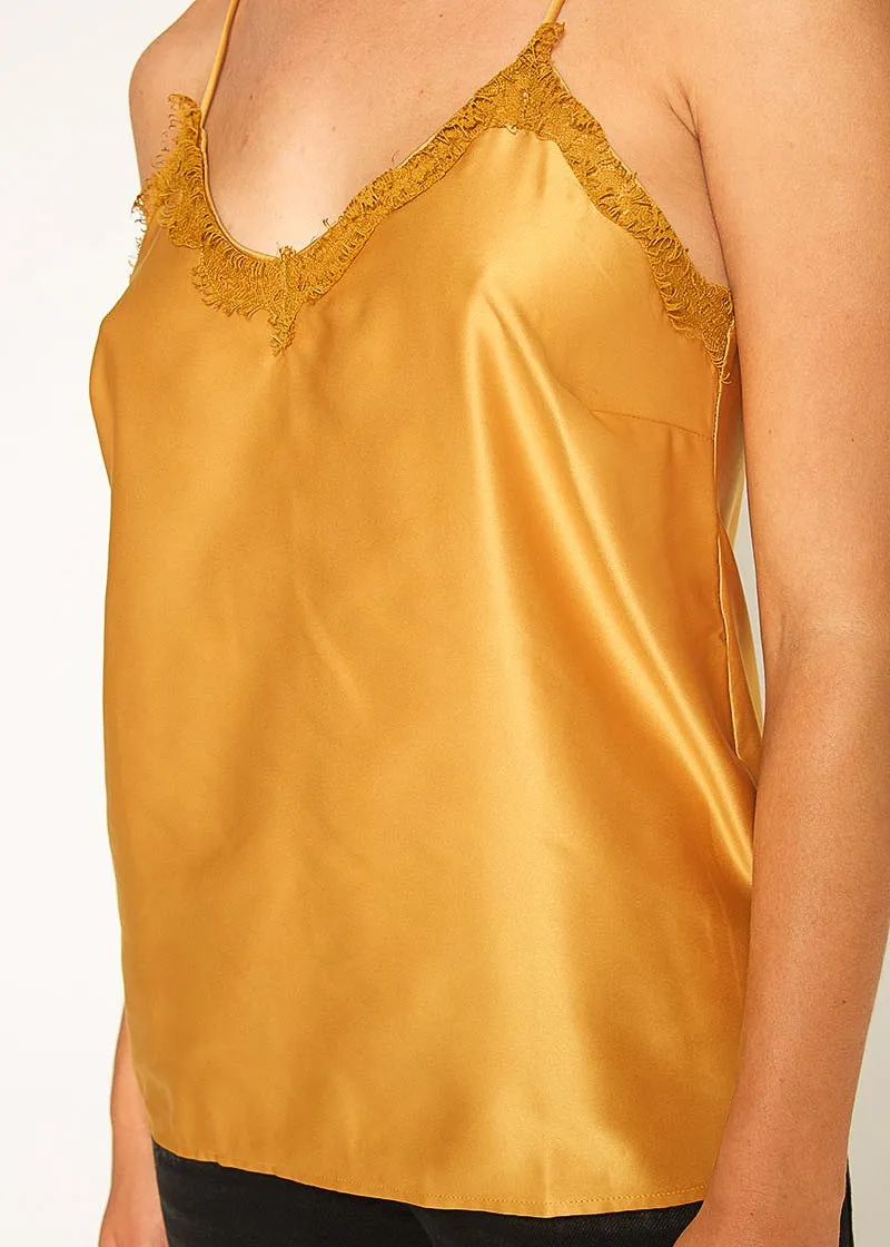 Lace Trim Haltered Back Tank Blouse