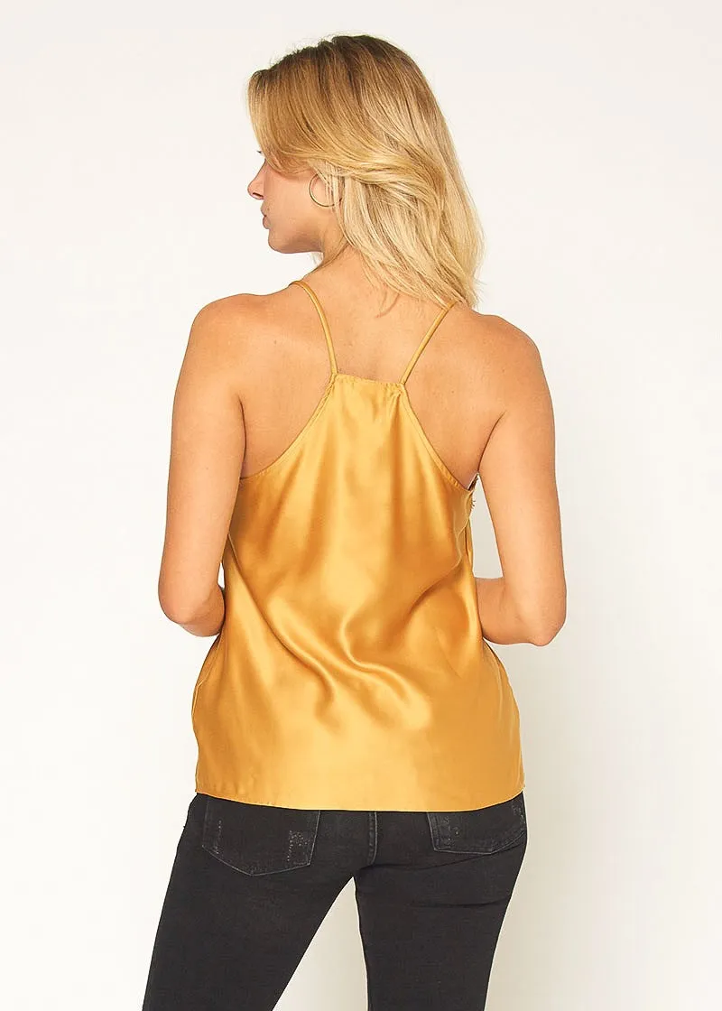 Lace Trim Haltered Back Tank Blouse