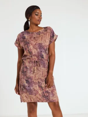 Ladies Short Sleeve Wasited Shift Dress