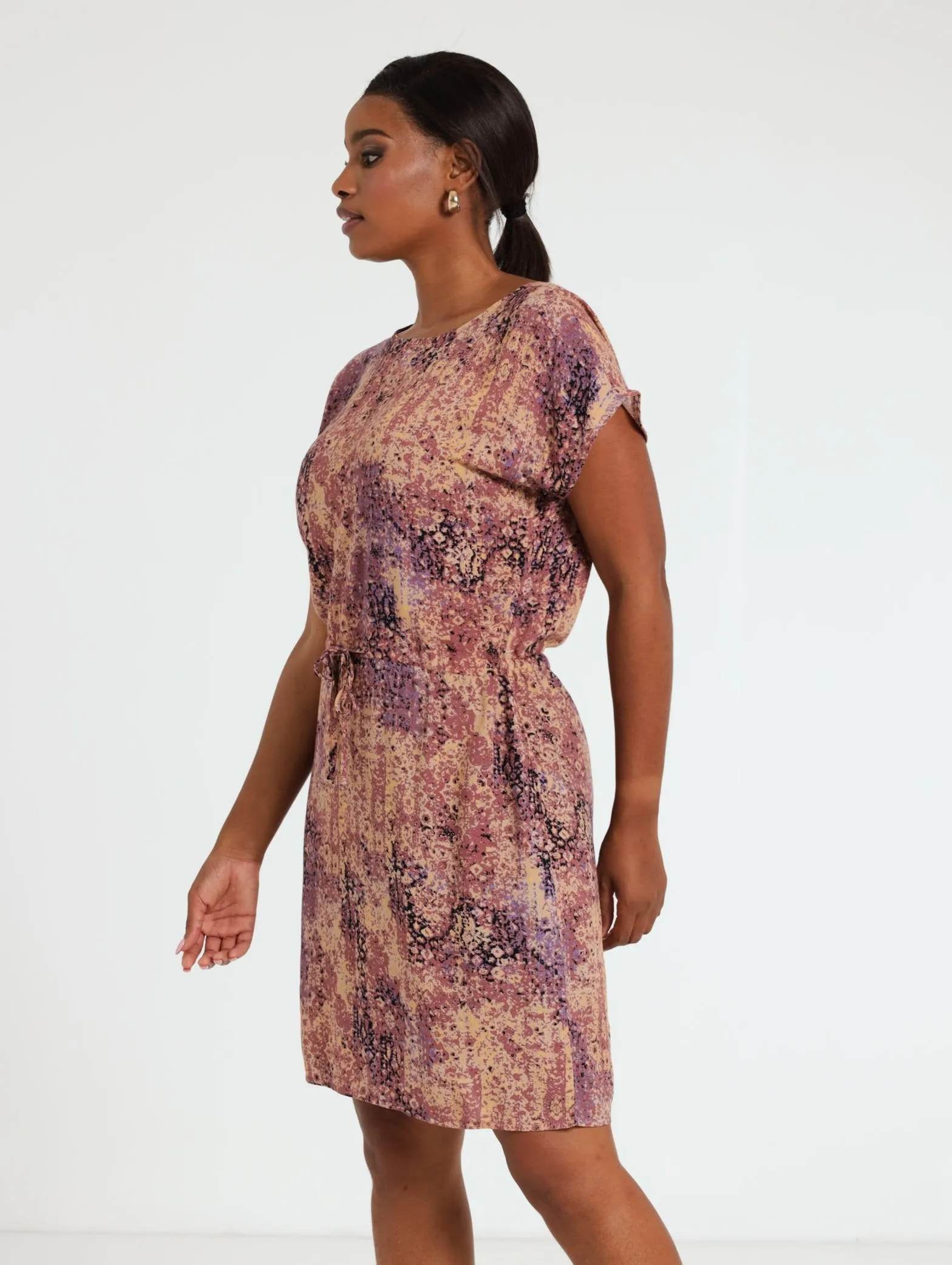Ladies Short Sleeve Wasited Shift Dress