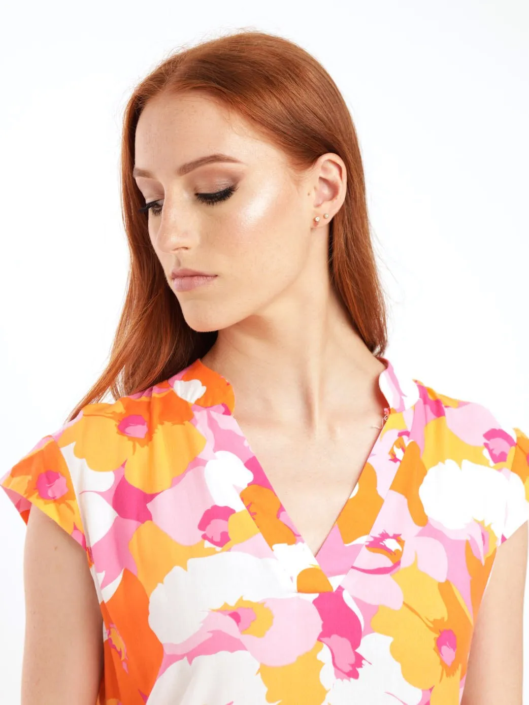 Ladies Sleeveless Woven Mandiran Colour Shift Dress - Pink