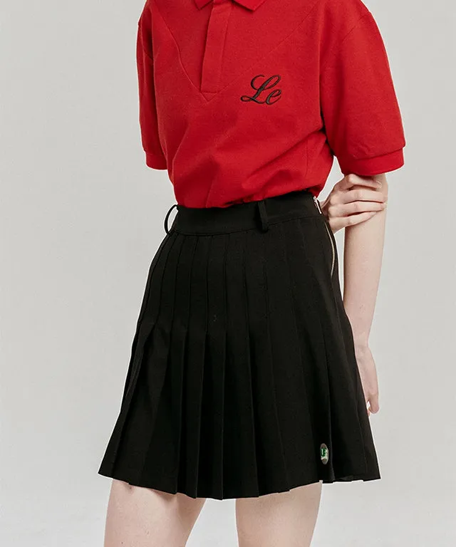 LE SONNET Banding Pleats Skirt - Black
