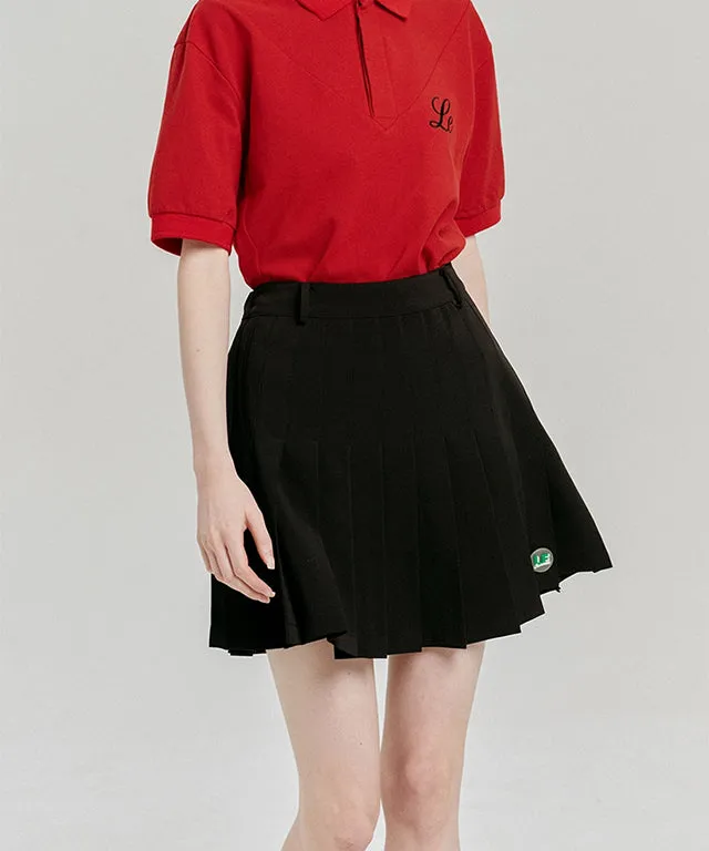 LE SONNET Banding Pleats Skirt - Black