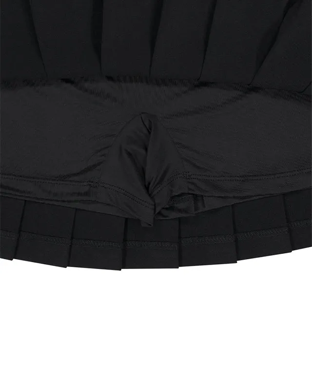 LE SONNET Banding Pleats Skirt - Black