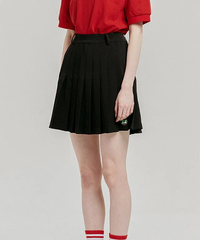 LE SONNET Banding Pleats Skirt - Black