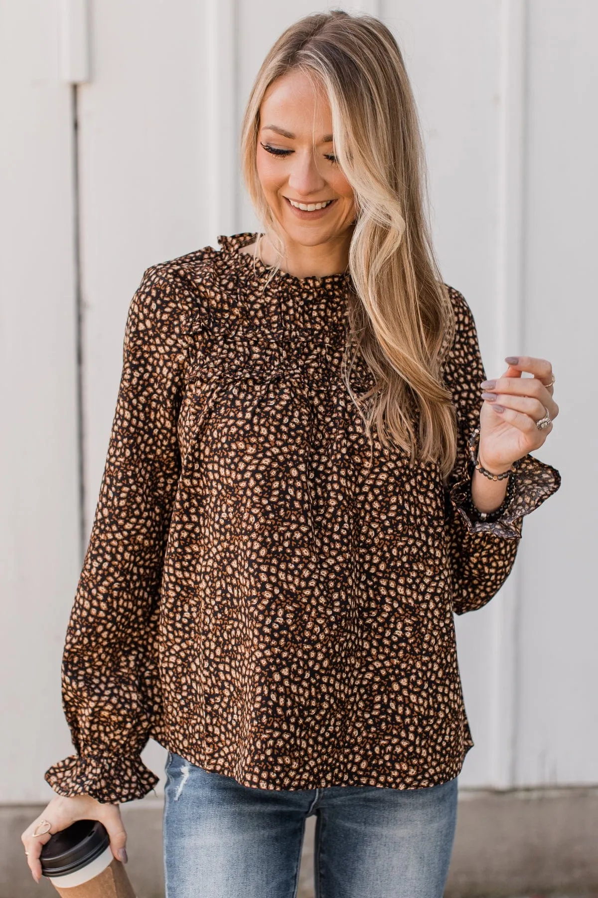 Lean On You Floral Blouse- Black