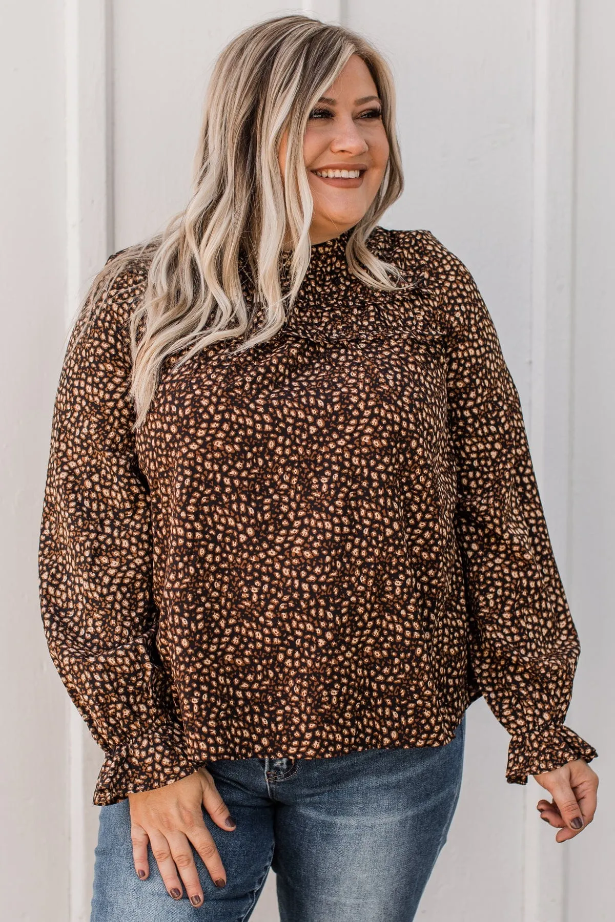Lean On You Floral Blouse- Black