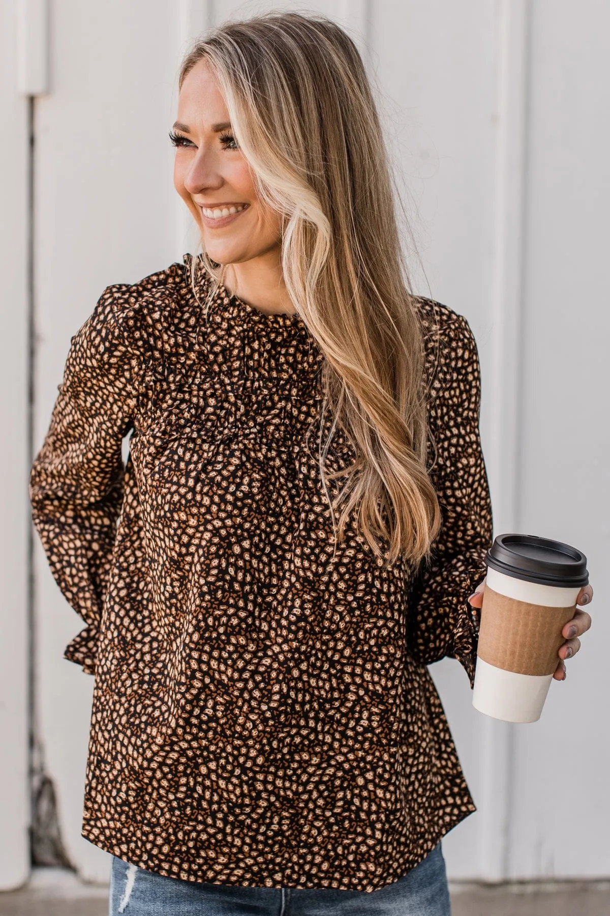 Lean On You Floral Blouse- Black