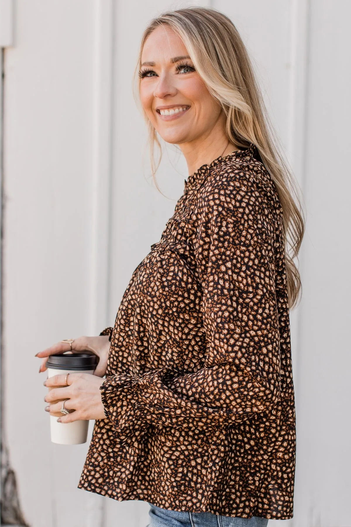 Lean On You Floral Blouse- Black