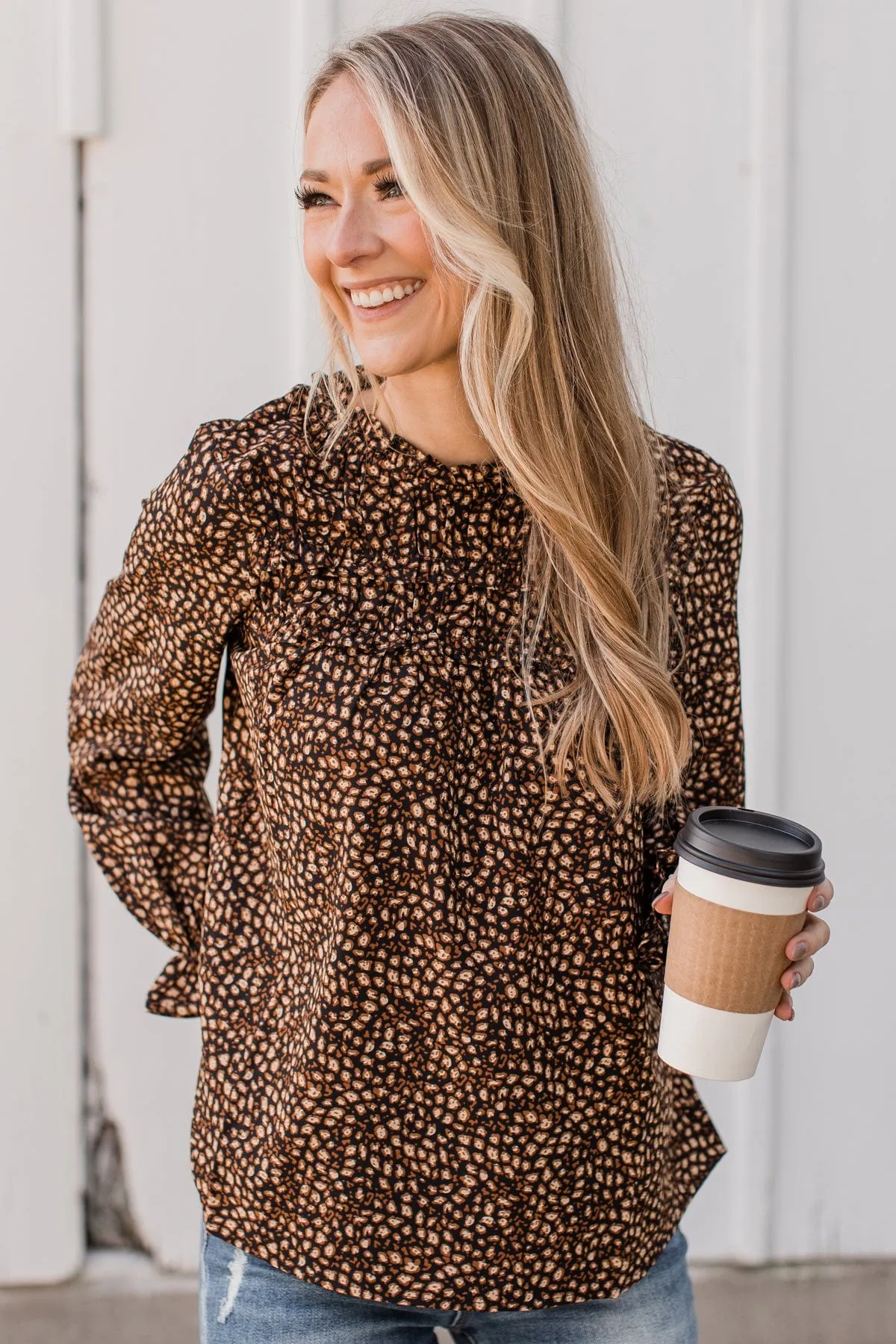 Lean On You Floral Blouse- Black