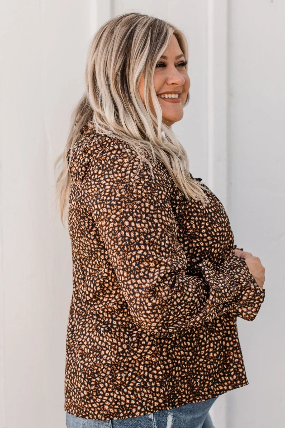 Lean On You Floral Blouse- Black