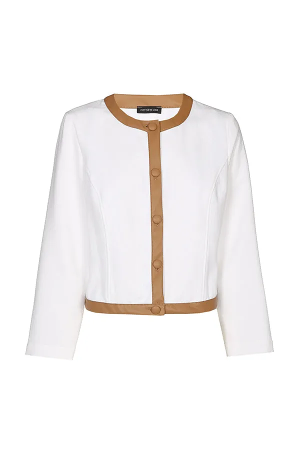 LEATHER DETAIL SHORT JACKET