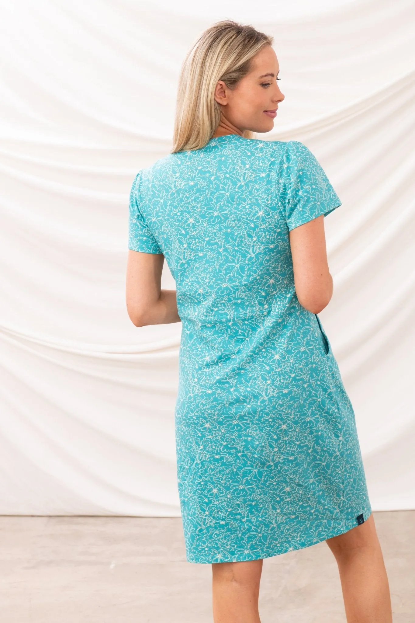 Lena Dress - Soft Teal Floral