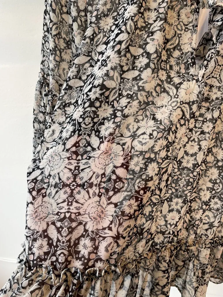 Long Sleeve Floral Ruffle Blouse (Retail ~$235)