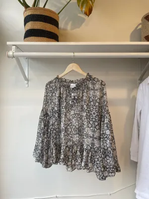 Long Sleeve Floral Ruffle Blouse (Retail ~$235)