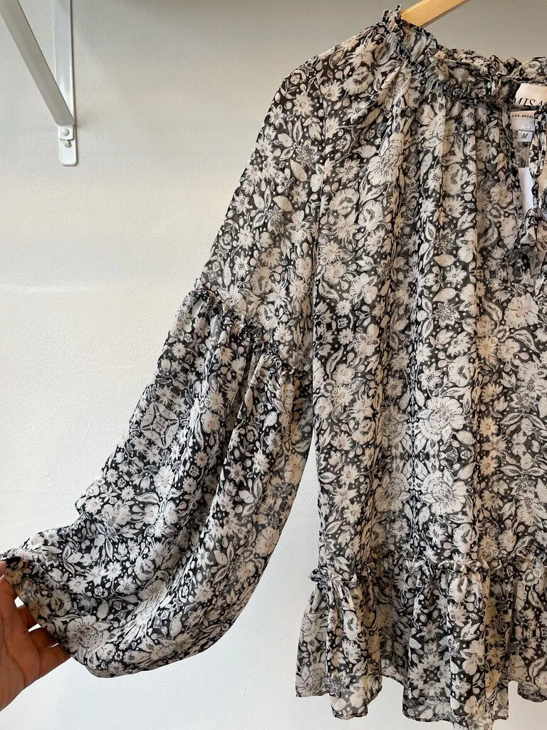 Long Sleeve Floral Ruffle Blouse (Retail ~$235)