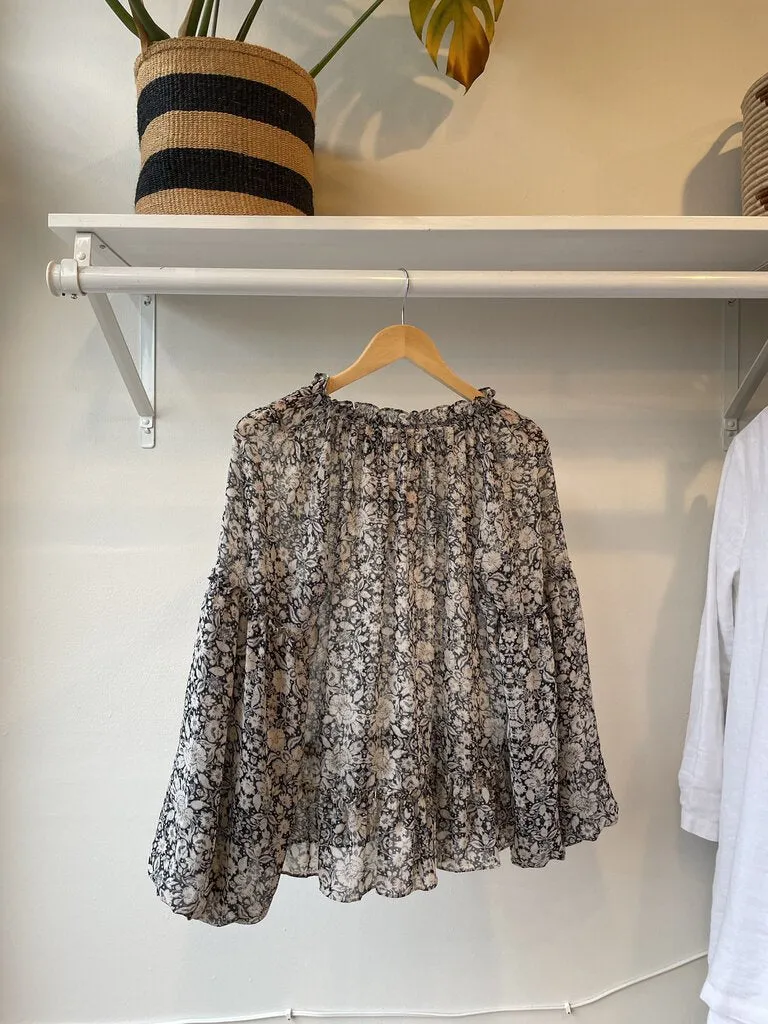 Long Sleeve Floral Ruffle Blouse (Retail ~$235)